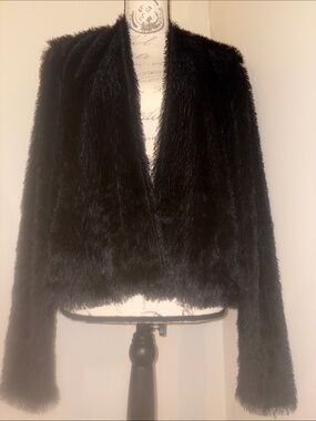 Kardashian Kollection Black Faux Fur Blazer